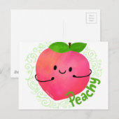 Positieve peach pun - peachy briefkaart (Voorkant / Achterkant)