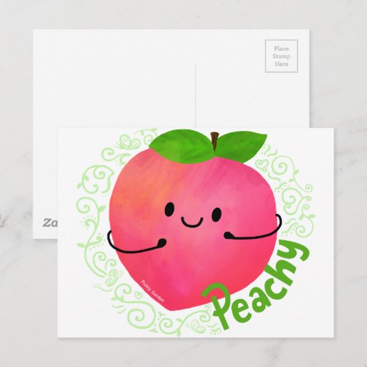 Positieve peach pun - peachy briefkaart (Voorkant / Achterkant)