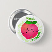 Positieve peach pun - peachy ronde button 5,7 cm (Voorkant /achterkant)