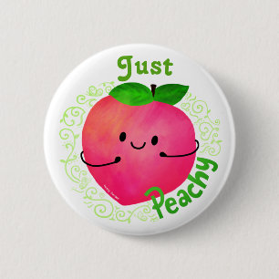 Positieve peach pun - peachy ronde button 5,7 cm