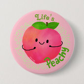 Positieve peach pun - peachy ronde button 7,6 cm (Voorkant)