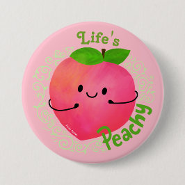 Positieve peach pun - peachy ronde button 7,6 cm