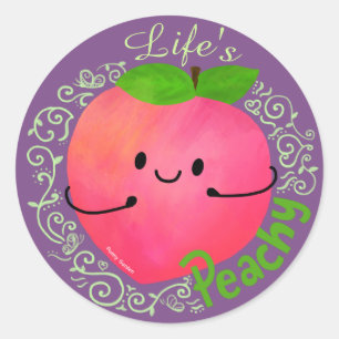 Positieve peach pun - peachy ronde sticker
