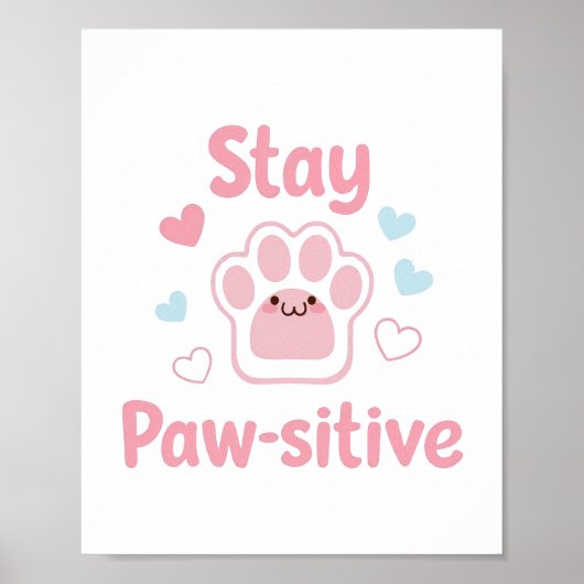 Positieve Pootafdruk met Hartjes Poster (Voorkant)