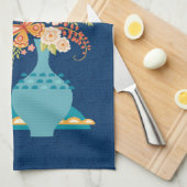 Positieve quote  Blauwe Bloemvaas Theedoek (Quarter Fold)