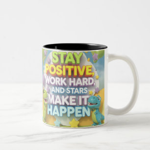 Positieve quote - Dinosaurus Thema Tweekleurige Koffiemok