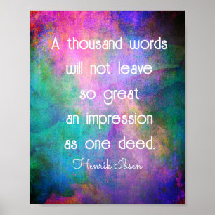 positieve quote duizend woorden turquoise & paars poster