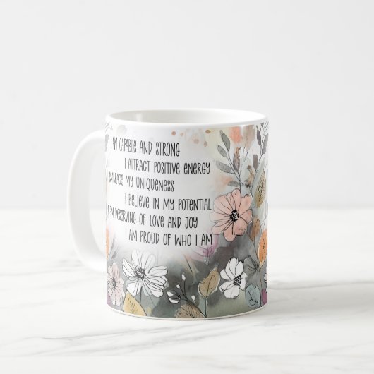 Positieve quote Inspirerend Mok, Boho Cup Koffiemok (Voorkant links)