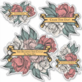  Positieve Quotes Bloemen Banner Roze Sticker (Voorkant)