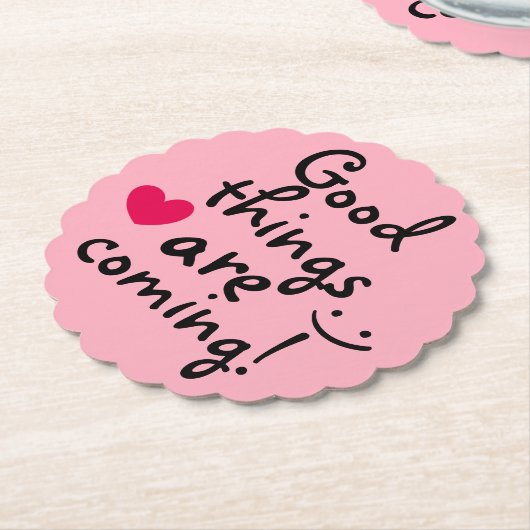 Positieve roze berichtkleur kartonnen onderzetters (Gekanteld)