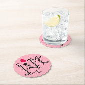 Positieve roze berichtkleur kartonnen onderzetters (Insitu)