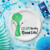 Positieve selderij pun - Celerybrate Good Life Papieren Bordje (Feest)