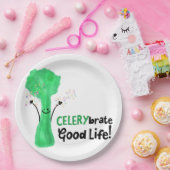 Positieve selderij pun - Celerybrate Good Life Papieren Bordje (Feest)