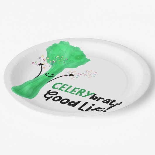 Positieve selderij pun - Celerybrate Good Life Papieren Bordje (Gekanteld)