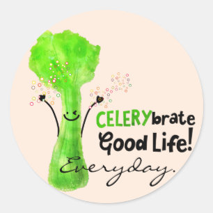 Positieve selderij pun - Celerybrate Good Life Ronde Sticker