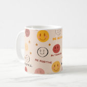 Positieve Smiley gezicht naadloos patroon Koffiemok (Voorkant links)