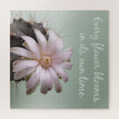Positieve spreuk met cactusbloem in bloei legpuzzel (Horizontaal)