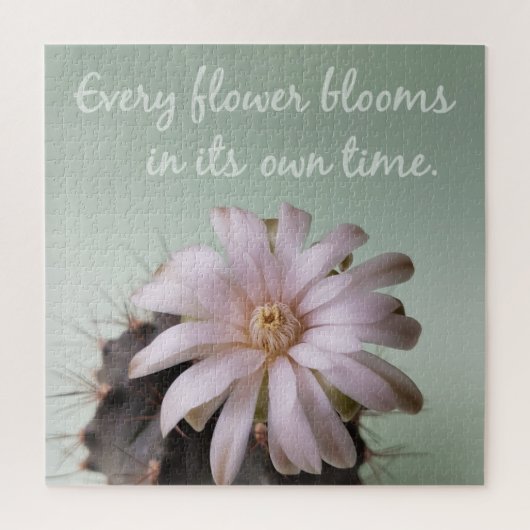 Positieve spreuk met cactusbloem in bloei legpuzzel (Verticaal)