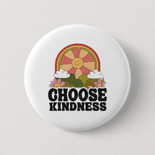 Positieve Sun Peace Hippie Retro Kies Kindness Ea Ronde Button 5,7 Cm