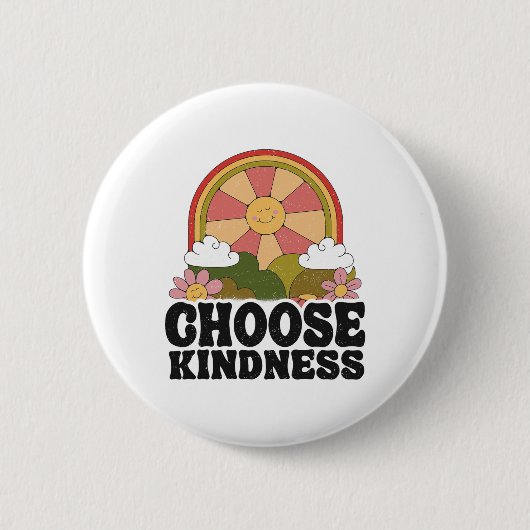 Positieve Sun Peace Hippie Retro Kies Kindness Ea Ronde Button 5,7 Cm (Voorkant)
