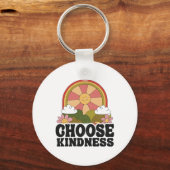 Positieve Sun Peace Hippie Retro Kies Kindness Ea Sleutelhanger (Voorkant)