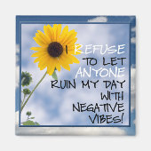 Positieve tekst met een zonnebloem in de lucht magneet (Voorkant)