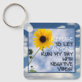Positieve tekst met een zonnebloem in de lucht sleutelhanger (Voorkant)