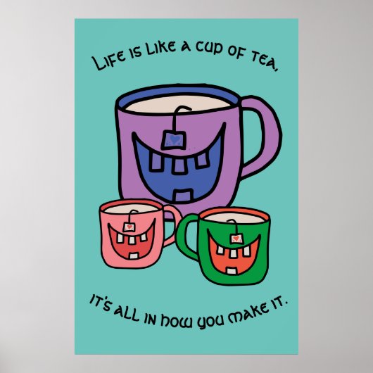 Positieve thee Optimistic Tea Lover Phrase Poster (Voorkant)
