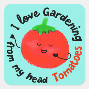 Positieve tomatentuin - van mijn hoofd tomaten vierkante sticker