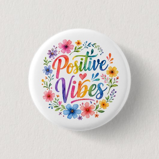 Positieve trillingen ronde button 3,2 cm (Voorkant)