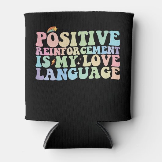 Positieve versterking is mijn liefdestaal Groovy Blikjeskoeler (Voorkant)