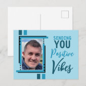 Positieve vibes aanmoediging foto blauw toevoegen briefkaart (Voorkant / Achterkant)