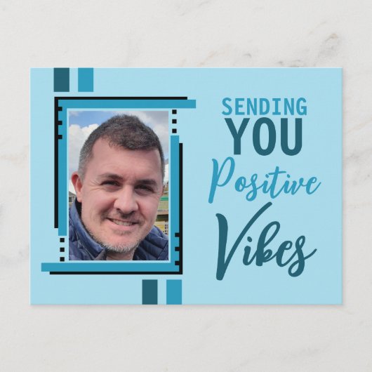 Positieve vibes aanmoediging foto blauw toevoegen briefkaart (Voorkant)