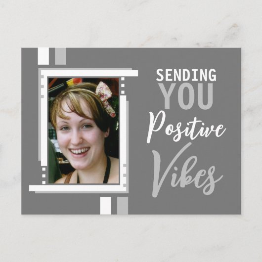 Positieve vibes-aanmoediging: foto grijs wit toevo briefkaart (Voorkant)