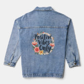 Positieve vibes alleen bloemenkrans ontwerp denim jacket (Achterkant)