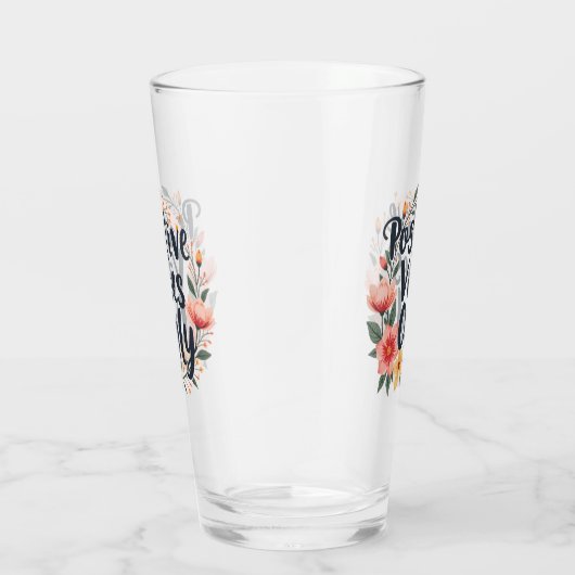 Positieve vibes alleen bloemenkrans ontwerp glas (Rechts)