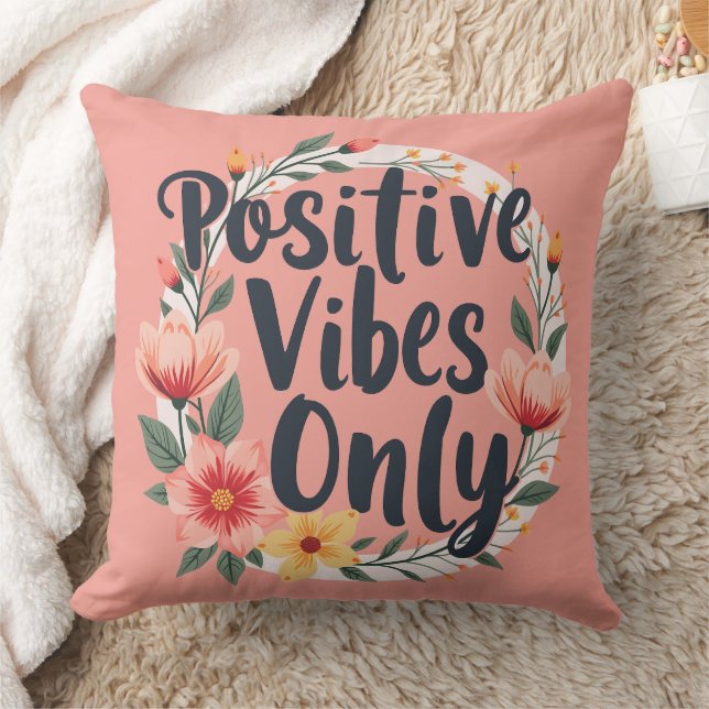Positieve vibes alleen bloemenkrans ontwerp kussen (Deken)