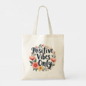 Positieve vibes alleen bloemenkrans ontwerp tote bag (Achterkant)
