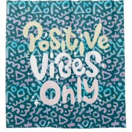 Positieve vibes alleen groen geometrisch douchegordijn