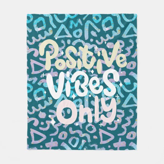 Positieve vibes alleen groen geometrisch fleece deken (Voorkant)