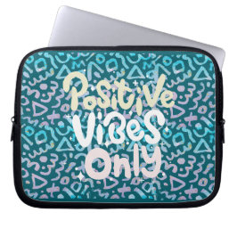 Positieve vibes alleen groen geometrisch laptop sleeve