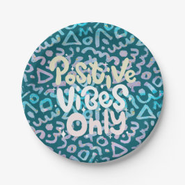 Positieve vibes alleen groen geometrisch papieren bordje