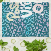 Positieve vibes alleen groen geometrisch theedoek (Gevouwen)