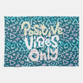 Positieve vibes alleen groen geometrisch theedoek