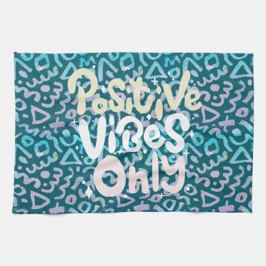 Positieve vibes alleen groen geometrisch theedoek (Horizontaal)