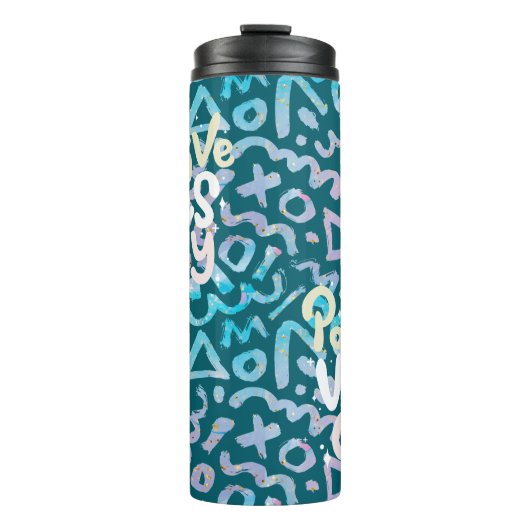 Positieve vibes alleen groen geometrisch thermosbeker (Voorkant)