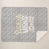 Positieve vibes alleen neutraal kleur boho stijl sherpa deken (Voorkant (horizontaal))