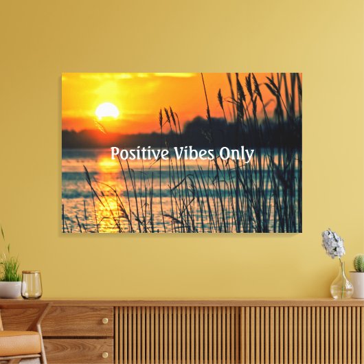 Positieve Vibes alleen Waterside Sunrise / Sunset Canvas Afdruk (Insitu (Woonkamer))