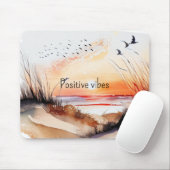 Positieve Vibes Beach Sunset with Birds Muismat (Met muis)