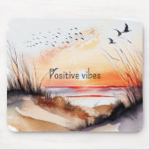 Positieve Vibes Beach Sunset with Birds Muismat (Voorkant)